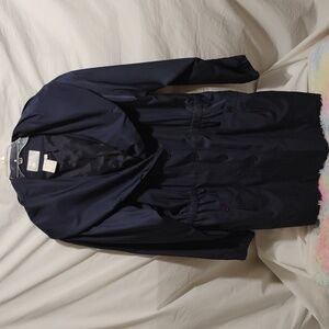Apart Beautiful Blue Thin Jacket Sz.M Missing 1 Bottom Button